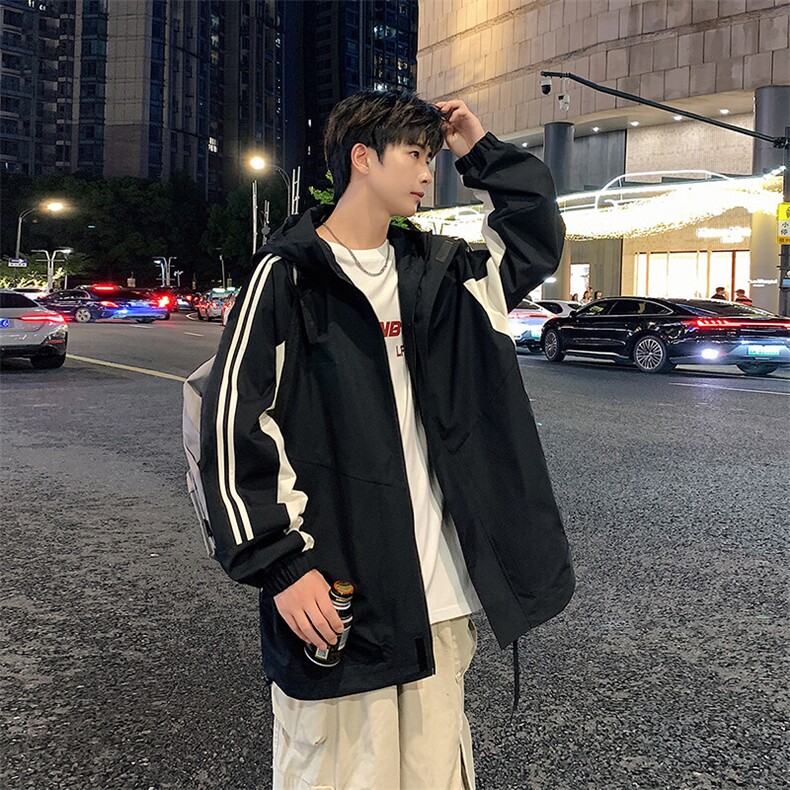秋季二开宽松夹克男撞色三防冲锋衣外套DSA157B-JK7832-P75,男装夹克,电商A157B