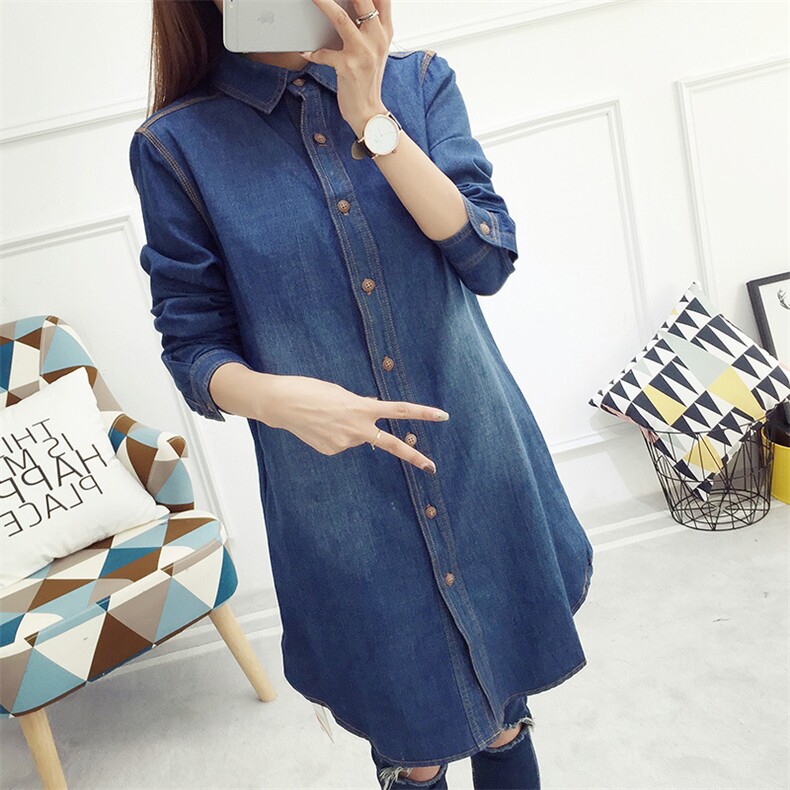 中长款直筒长袖2021年春季时尚气质排扣衬衫简约韩版，女装衬衫，奕阳依阁