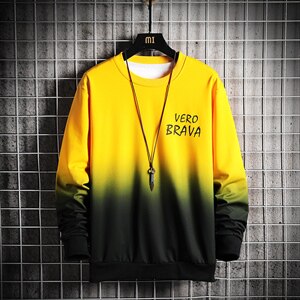 春季新款潮男日系港风时尚渐变卫衣青少年学生圆领卫衣W555-P30图片