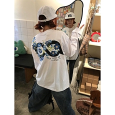 网图有货情侣重工刺绣过肩花丛长袖休闲百搭纯棉T恤男女A950-P45，男装T恤，星座1505
