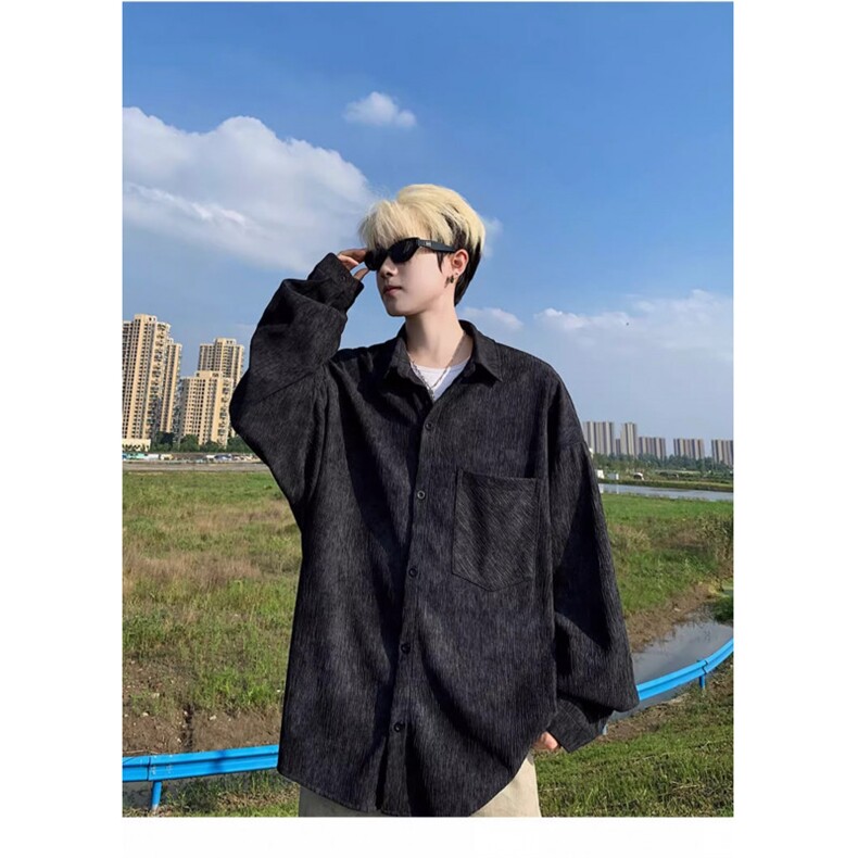 网络图，新款洋气时尚舒适树皮皱休闲衬衫XZ302B-1-CS57P40,男装衬衫,星座302B-1