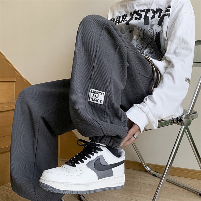 个性抽绳束脚拼接休闲裤男大码宽松运动裤K730特批30，女装休闲裤，电商A073