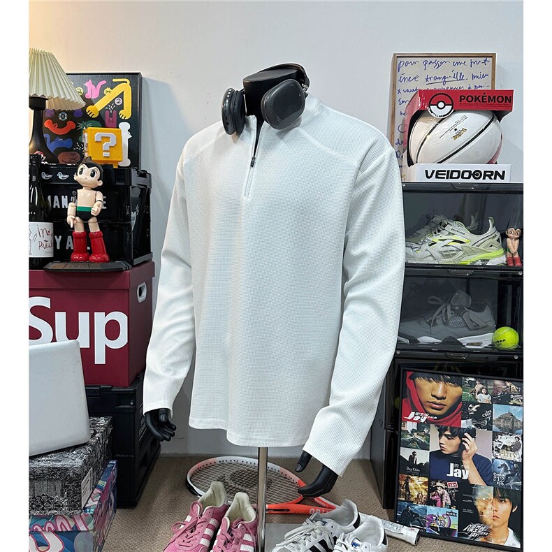 25春季打底衫宽松长袖T恤春装亨利领男拉链套头上衣S388特P28，男装T恤，电商A233-1