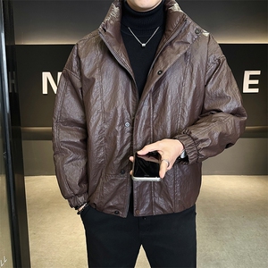 标50绒 皮羽绒服高级感男士立领短款外套 8087-P235(控券后318)图片