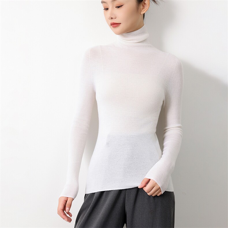 2025年秋季时尚百搭堆堆领高领时尚百搭通勤，女装针织衫/毛衣，元素羊绒