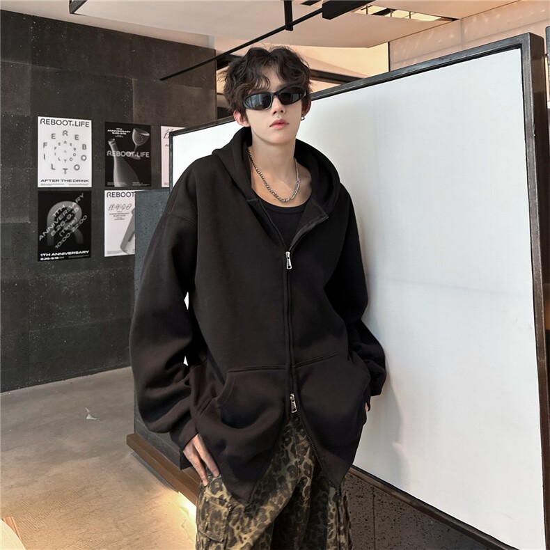 2024秋冬新款港风卫衣重磅连帽开衫休闲美式外套D328-KS001-P52,女装短外套,电商D328
