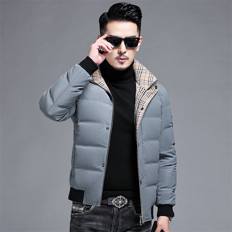 B8818钱塘2020-3冬季格子新款90白鸭绒羽绒服无帽立领欧美P240，男装羽绒服，钱塘207-3