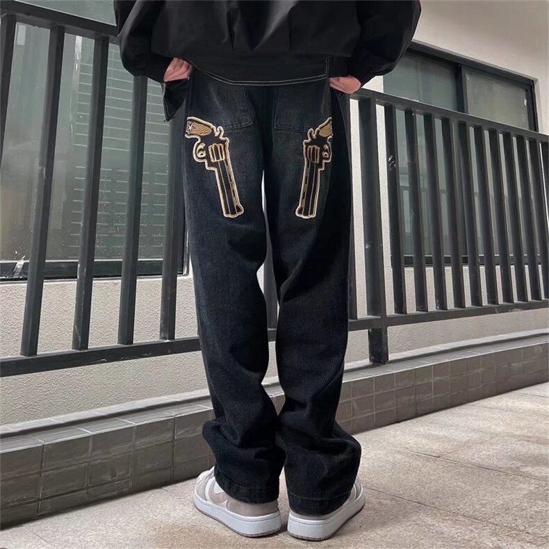 刺绣牛仔裤男宽松直筒裤K8071P44,男装牛仔裤,星座1116-2