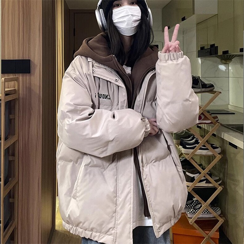 棉衣男冬季新款港风宽松假两件连帽休闲棉服MF2390-P78,男装棉衣,星座214-3
