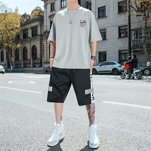 夏季短袖t恤男生套装帅气潮牌韩版潮流衣服DS773T图片