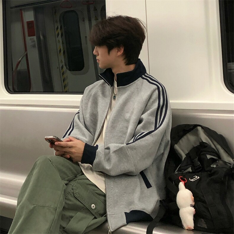 抖音得物高品质美式高街重磅结构设计拼接织带立领卫衣外套CM42,男装卫衣,电商A486