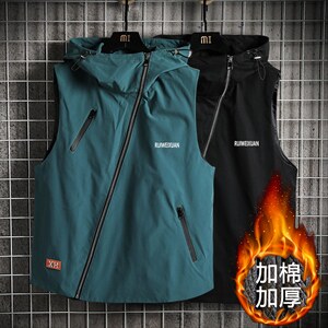 8XL-M码2023冬季新款加棉连帽工装机能马甲男无袖外套加肥加大码图片