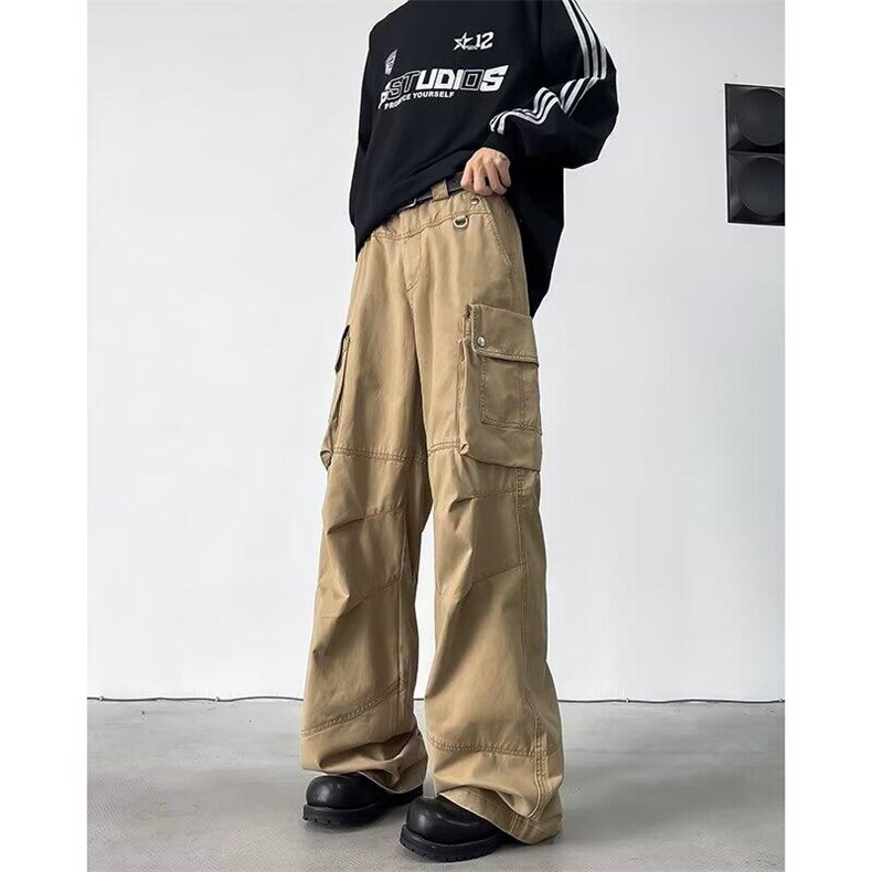 美式街头多口袋微喇叭工装裤男复古高街百搭休闲长裤K5861-P63,男装休闲裤,星座412-2