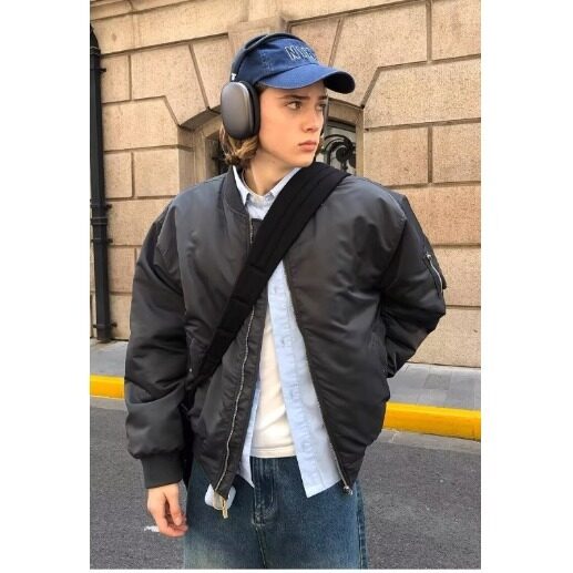慵懒美式飞行员夹克外套男春秋潮流原宿百搭新款时尚气质文艺简约图片