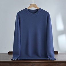 秋冬新款100澳洲羊毛男士七针加厚针织圆领套头上衣时尚休闲百搭，男装针织衫/毛衣，达齐羊绒