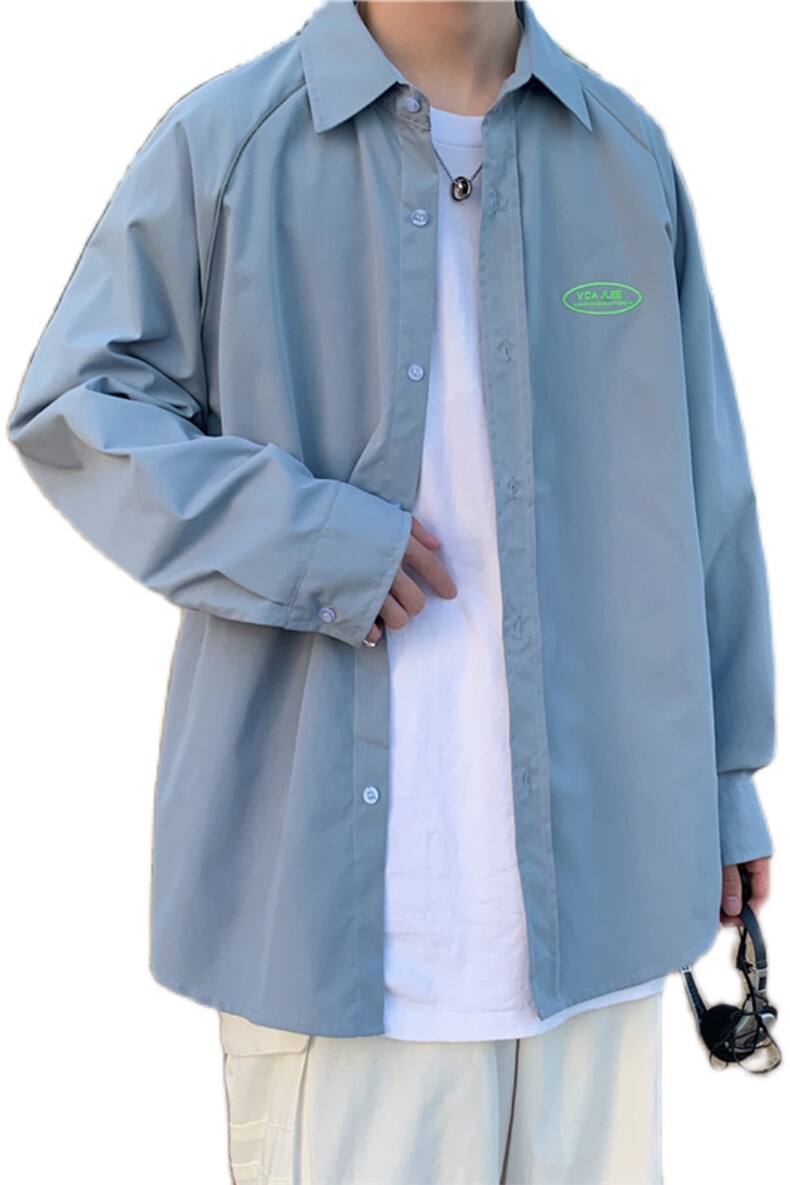 910A-C08秋装新款反光条衬衫情侣休闲纯色百搭衬衣男,男装衬衫,星座910A