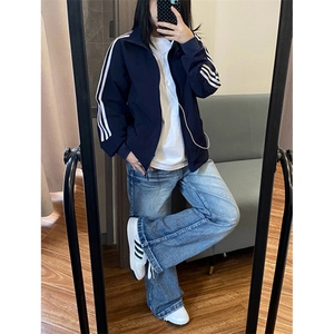 短款立领外套男秋季美式潮牌三条杠运动夹克cleanfit棒球服 J116图片