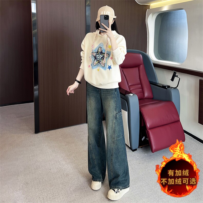 时尚潮流刺绣卫衣修身显瘦牛仔裤套装,女装套装/套裙,江南