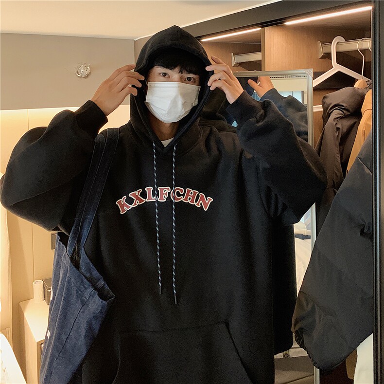 抖音品质港风秋冬装情侣装加厚连帽套头加绒卫衣G1028P68男,男装卫衣,电商A339