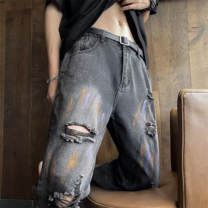 青春流行ins男直筒水洗牛仔裤P48,男装牛仔裤,星座1116-2