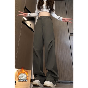 褶皱扎染宽松保暖银狐绒显瘦百搭微喇裤男K24004J加绒-特P58控108图片
