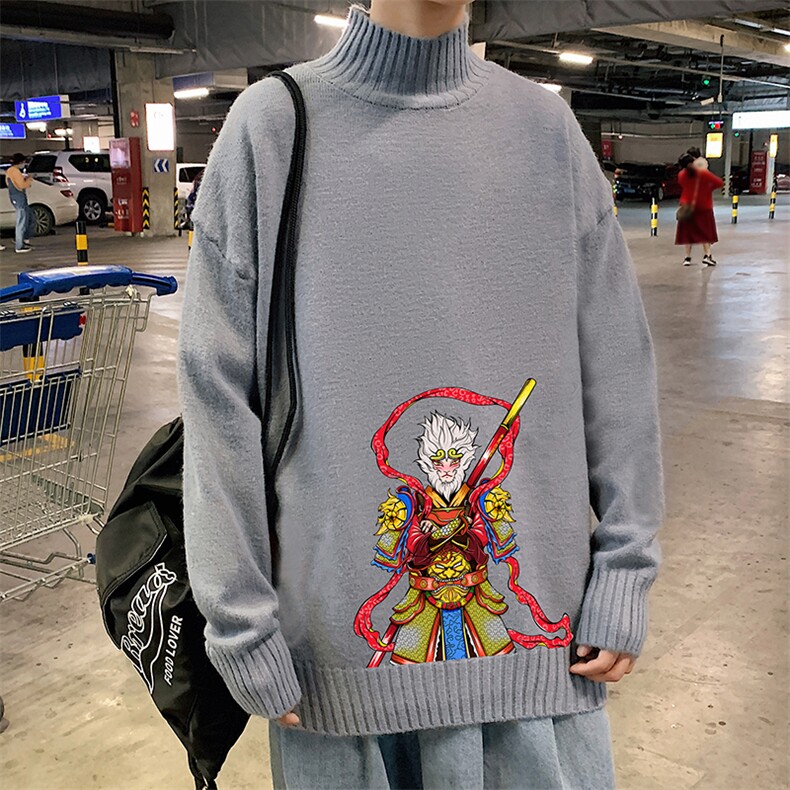 M18203-P45加绒款-P65半高领毛衣男士大码针织衫男毛线衣男,男装针织衫/毛衣,电商A040