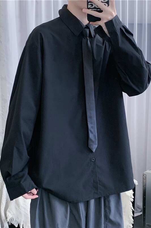 910A-C10秋装新款纯色简约小清新衬衫情侣休闲上衣男,男装衬衫,星座910A