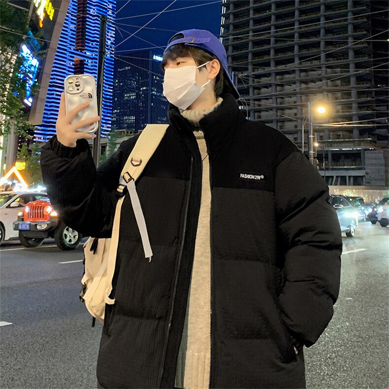 港风冬季新款潮牌棉袄外套玉米格加厚棉衣面包服 A436-0899-P85图片