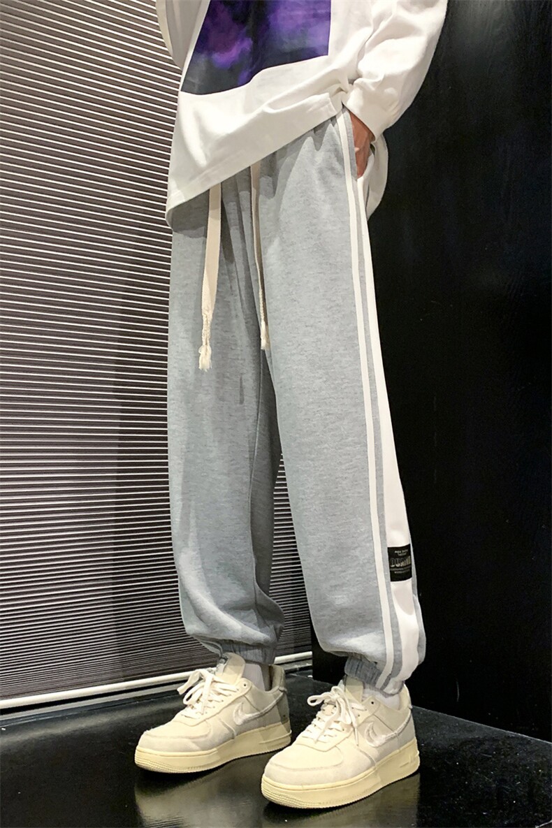 休闲裤男秋季新款港风宽松美式休闲束脚裤学生运动裤K656-P45,男装休闲裤,星座214-3