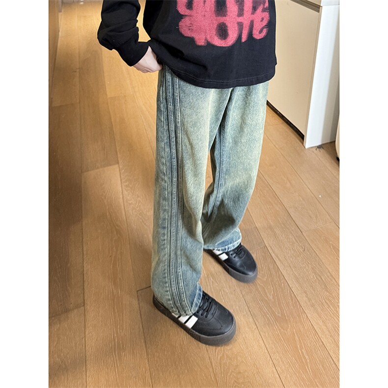 现货 自家图 高质量 复古蓝宽松直筒阔腿牛仔裤男 K5823-P50 控78图片