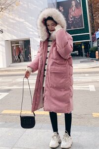 款现货柒柒家 大毛领2色棉衣女M69图片