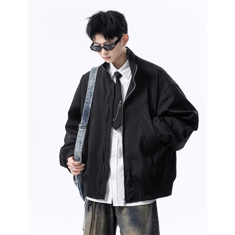 炫彩缎面飞行夹克立领短款廓形美式棒球服J2591-P70,男装夹克,星座1213