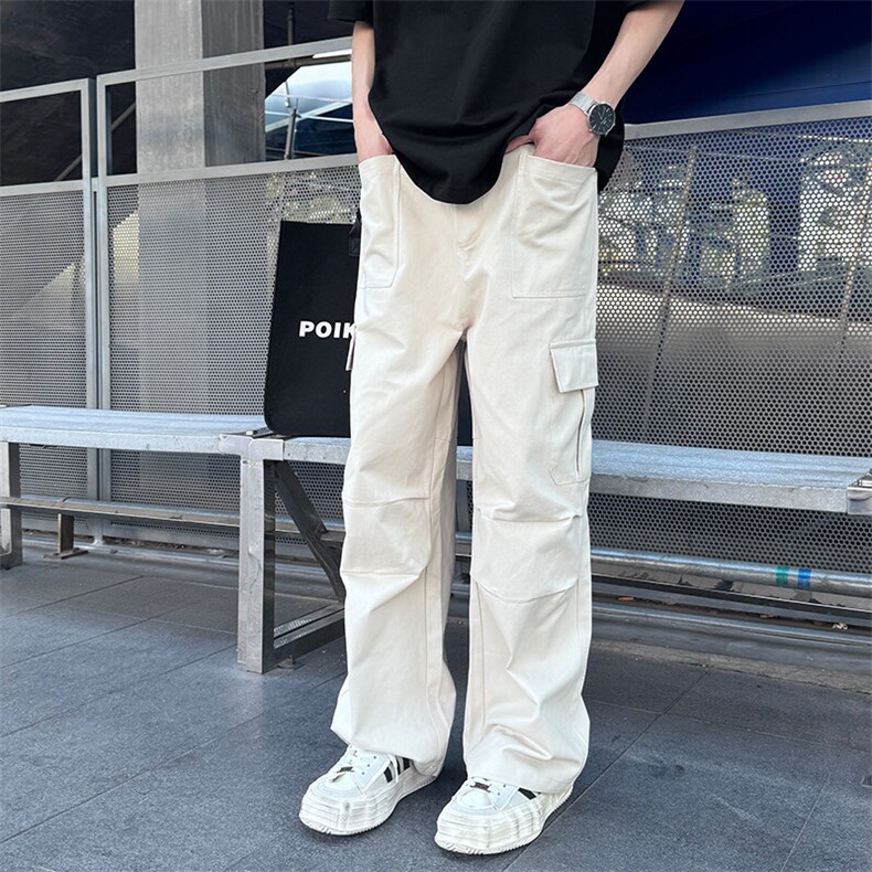 现货日系侧边大口袋纯棉直筒降落伞兵工装裤男女同款829P55，男装工装外套，电商B381-2