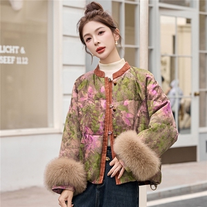 新中式国风羽绒服女2025冬季新款高端巨好看的短款狐狸毛保暖外套图片