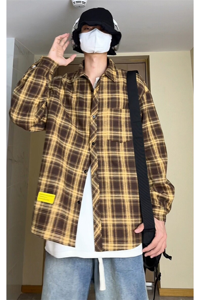 冬季格子衬衫休闲内搭衬衣高级感外套男C2158-特P28/CJ9738-特P40,男装衬衫,电商A007