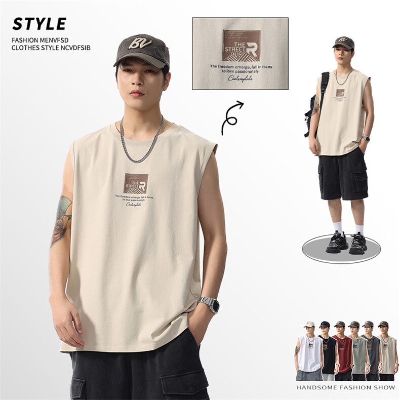 限价69】2026新款凉感背心男士夏季宽松运动无袖t恤潮薄健身坎肩，男装背心/马甲，电商D215