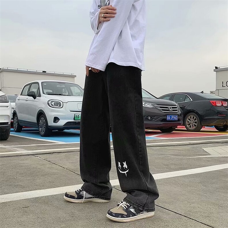 渐变色牛仔裤男秋冬潮牌直筒拖地裤K7076P40,男装牛仔裤,星座1116-2
