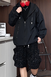 UPF50+防晒冲锋衣男款户外专用登山夹克双拉链防紫外线连帽皮肤衣图片