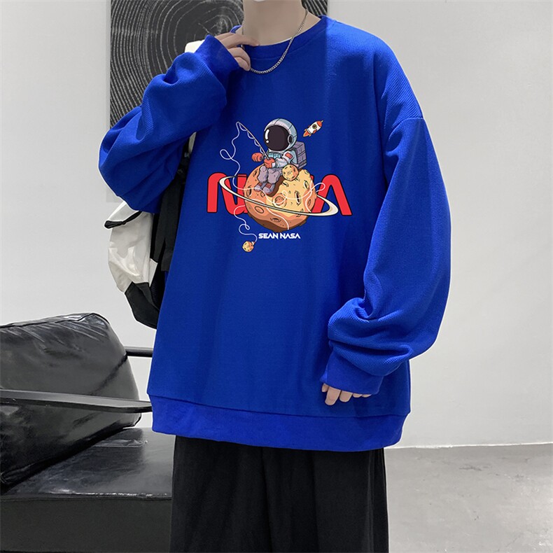 华夫格卫衣圆领卫衣男大码长袖t恤男外套HW76287-P30,男装卫衣,电商A040