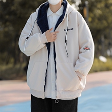 F26-P74冬季羊羔毛加绒连帽外套男美式复古ins宽松卫衣棉服，男装卫衣，星座512-6