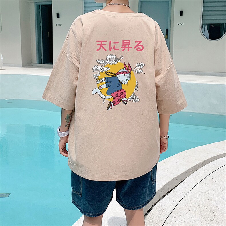 YT26012-P30亚短袖t恤男大码五分袖男宽松七分袖港风模特,男装T恤,电商A040