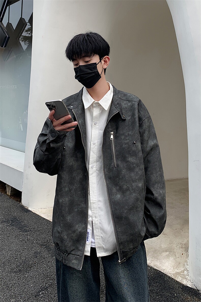 美式复古高街重磅皮衣外套机车潮牌夹克225-2-JK601-P105,男装皮衣,星座225-2