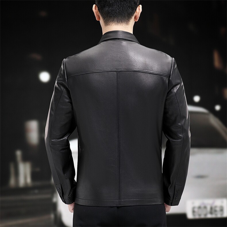 WL2103秋冬新款男士翻领皮夹克皮衣男山羊皮外套商务男装P780,男装皮衣,电商B360