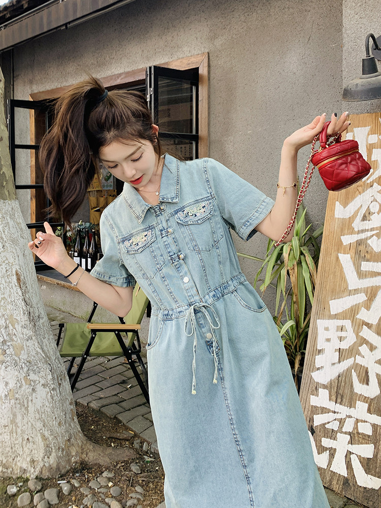 现货－夏季新品牛仔刺绣连衣裙350-P125-K188,女装连衣裙,浪娴服饰