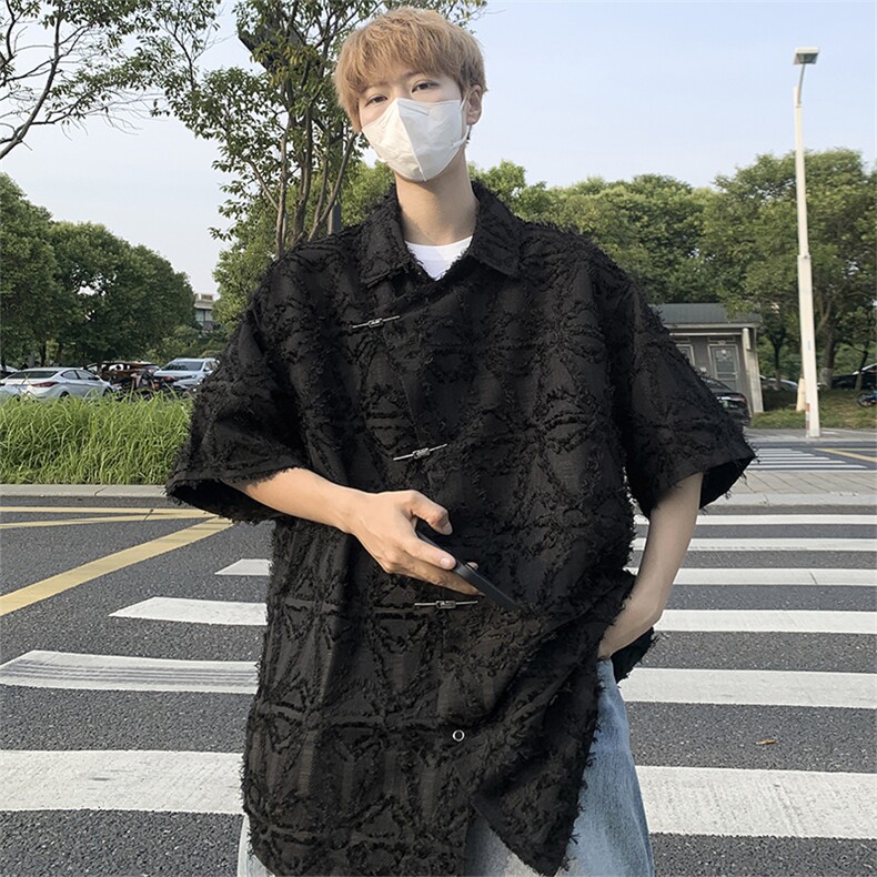 S1277-P52日系复古设计感短袖衬衫图片