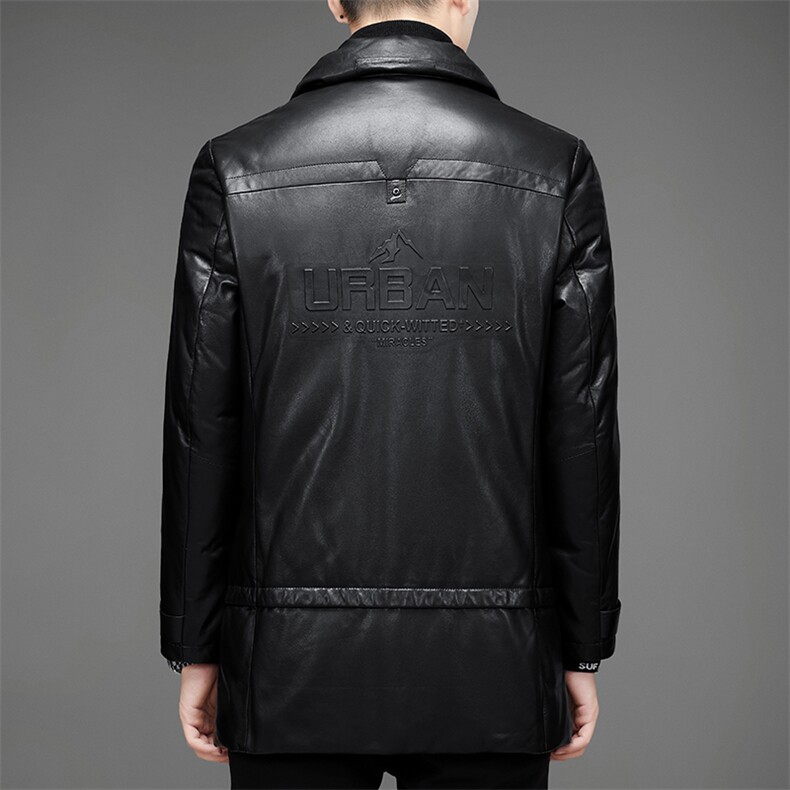 DLSN8128羽绒皮衣男头层绵羊皮白鸭绒羽绒服皮风衣P1400,男装皮衣,电商B360