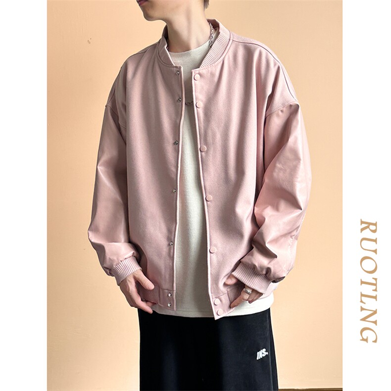 主推现货拼接皮衣夹克外套男休闲棒球服A351-AP2516-P95,男装夹克,电商A351