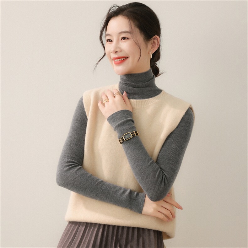2025年秋季新款无缝女士针织马甲时尚休闲修身，女装针织衫/毛衣，暖钟情羊绒