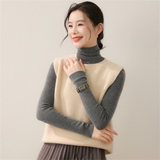 2025年秋季新款无缝女士针织马甲时尚休闲修身，女装针织衫/毛衣，暖钟情羊绒