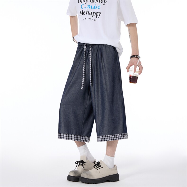 仿天丝牛仔高级感冰丝垂感休闲裤夏季新款潮牌七分裤男2559特P28,男装牛仔裤,电商C305A